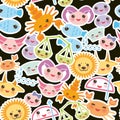 Aries, Taurus, Gemini, Cancer, Leo, Virgo, Libra, Scorpio, Sagittarius, Capricorn, Aquarius and Pisces Seamless pattern Funny