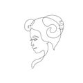 Aries woman astrological sign. Beautiful girl in line art style Royalty Free Stock Photo