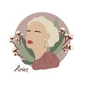 Aries zodiac as fashionable woman. Female astrological horoscope sign illustration