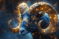 Aries zodiac, constellation. Astronomy, astrology. AI generative