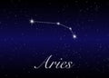 Aries zodiac constellations sign on beautiful starry sky Royalty Free Stock Photo