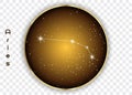 Aries zodiac constellations sign on beautiful starry sky with galaxy and space behind. Aries horoscope symbol constellation on dee Royalty Free Stock Photo