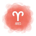 Aries. Zodiac sign. Astrological calendar. Zodiacal color vector horoscope. Smoky circle. Line symbol