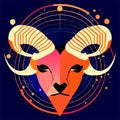 Aries zodiac sign. Astrological horoscope symbol. Vector illustration Generative AI Royalty Free Stock Photo