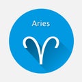 Aries zodiac sign. Astrological symbol icon in circle with long Royalty Free Stock Photo