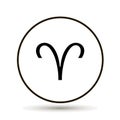 Aries zodiac sign. Astrological symbol icon in circle. On white Royalty Free Stock Photo