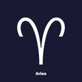 Aries zodiac sign. Astrological symbol. Vector icon on dark blue Royalty Free Stock Photo