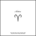 Aries zodiac sign. Astrological symbol on white isolated background Royalty Free Stock Photo