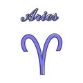 Aries zodiac sign. Astrological symbolcartoon style on white isolated background Royalty Free Stock Photo