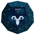 Aries zodiac sign in a blue cosmos ball