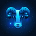 Aries zodiac sign, blue star horoscope symbol. Royalty Free Stock Photo