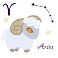 Aries zodiac sign in cartoon style isolate on white background vector image Royalty Free Stock Photo