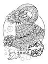 Aries zodiac sign coloring book vector Royalty Free Stock Photo