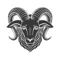 Aries Zodiac sign. Goat head. Black silhouette on a white background. Royalty Free Stock Photo