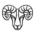 Aries zodiac sign, black horoscope symbol. Royalty Free Stock Photo