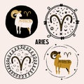 Aries zodiac sign. Horoscope and astrology. Vector illustration in a flat style