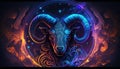 Aries Zodiac Sign magical neon energy glowing Generative Art
