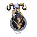 Aries zodiac sign man flat cartoon vector illustration Royalty Free Stock Photo