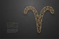 Aries Zodiac sign wireframe Polygon golden frame structure, Fort