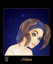 Aries zodiac sign. A young beautiful girl In the form of one of the signs of the zodiac Royalty Free Stock Photo