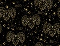 Aries zodiac star seamless pattern