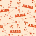 Aries zodiac star seamless pattern. Aries sign symbol stars Vector EPS10 Royalty Free Stock Photo