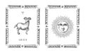 Aries zodiac symbol in frame, drawn horoscope card Royalty Free Stock Photo