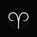 Aries zodiac symbol horoscope astrology esoteric line art vintage logo vector illustration. Ram sign