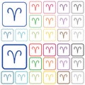 Aries zodiac symbol outlined flat color icons Royalty Free Stock Photo