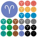 Aries zodiac symbol round flat multi colored icons