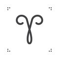 Aries zodiac vector sign, horoscope symbol, astrology line icon, linear logo Illustration isolated on white Royalty Free Stock Photo