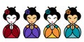 Arigato Set of cute appreciative japanese geisha