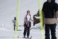 Young Woman at Ordino Alcalis in Andorra in the winter of 2021.