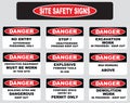 Arious danger sign, site safety signs