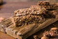 Arious healthy granola bars muesli or cereal bars. Set of energy, sport, breakfast and protein bars