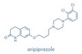 Aripiprazole antipsychotic drug molecule. Skeletal formula.