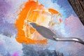 Aristic paint and putty knife Royalty Free Stock Photo