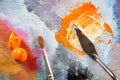 Aristic paint and putty knife Royalty Free Stock Photo