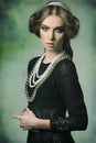 Aristocratic retro woman with jewellery