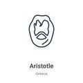 Aristotle outline vector icon. Thin line black aristotle icon, flat vector simple element illustration from editable greece Royalty Free Stock Photo