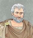 Aristotle portrait in cartoon style, vector Royalty Free Stock Photo