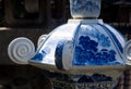 Detail of porcelain lantern at historic Tozan shrine famous for its ceramic art