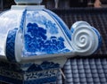 Detail of porcelain lantern at historic Tozan shrine famous for its ceramic art