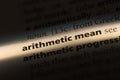 Arithmetic mean word in a dictionary. arithmetic mean concept.