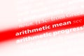 Arithmetic mean word in a dictionary. arithmetic mean concept.