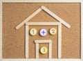 Arithmetic toy Numbers on cork board. Royalty Free Stock Photo