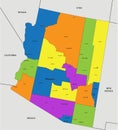 Colorful Arizona political map with clearly labeled, separated layers.