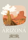 Arizona american travel banner. Heart of South