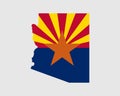 Arizona Map Flag. Map of Arizona, USA with the state flag of Arizona. Royalty Free Stock Photo