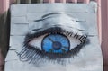 Metal artwork, large blue eye Royalty Free Stock Photo